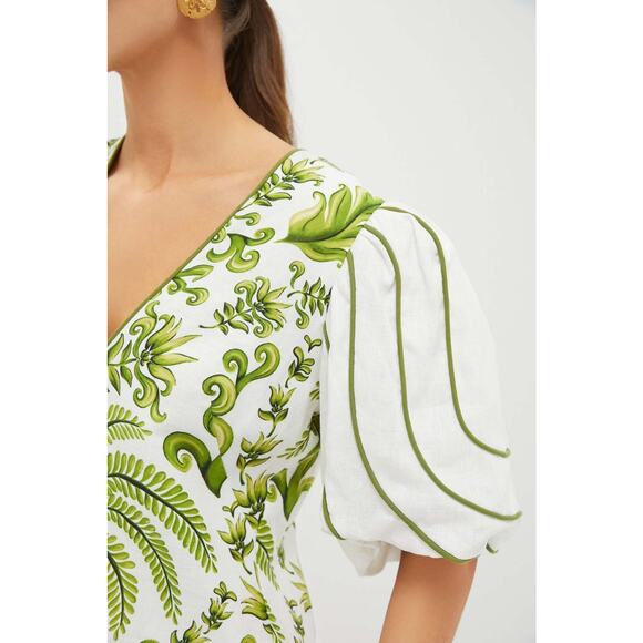 FARM RIO Off White V-Neck Milani Short Sleeve Mini Dress L NWT Retail $260 - Picture 5 of 5